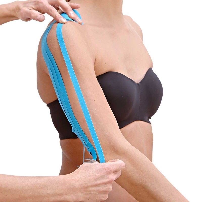 Application K-Tape® Lymph pre-coupé bleu clair - Bandes K-Taping® Application K-Tape® Lymph pre-coupé bleu clair - Bandes K-Taping®