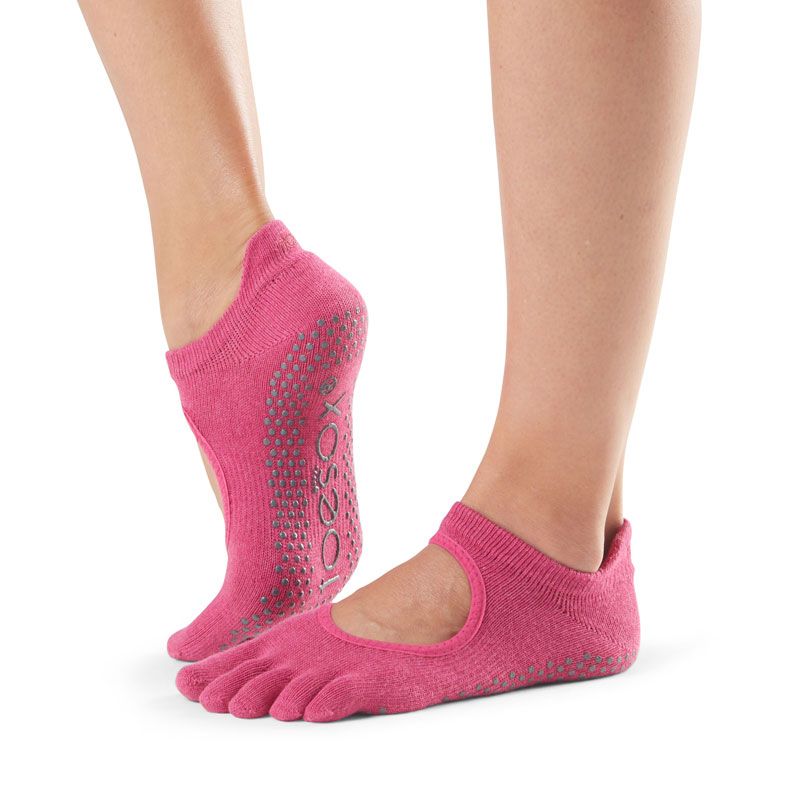 Chaussettes Pilates Toesox® FT Bellarina Raspberry | Chaussettes Pilates antidérapantes