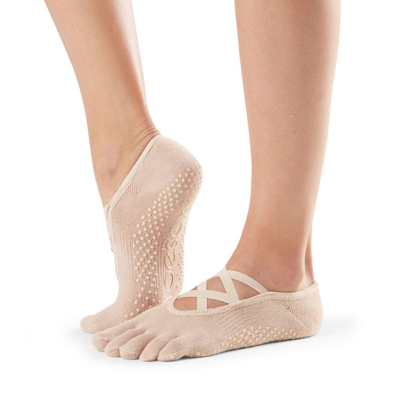 Chaussettes antidérapantes Pilates Toesox® FT Elle Nude | Chaussettes de Pilates