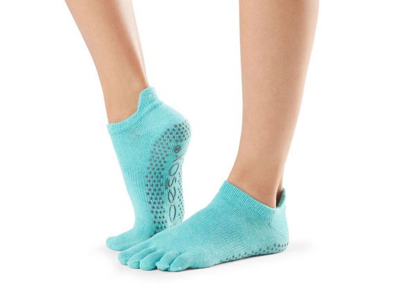 Toesox® Full Toe Lowrise Aqua | Chaussettes Pilates | toesox Toesox® Full Toe Lowrise Aqua | Chaussettes Pilates | toesox