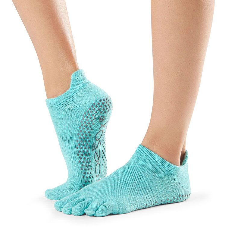 Toesox® Full Toe Lowrise Aqua | Chaussettes Pilates | toesox Toesox® Full Toe Lowrise Aqua | Chaussettes Pilates | toesox