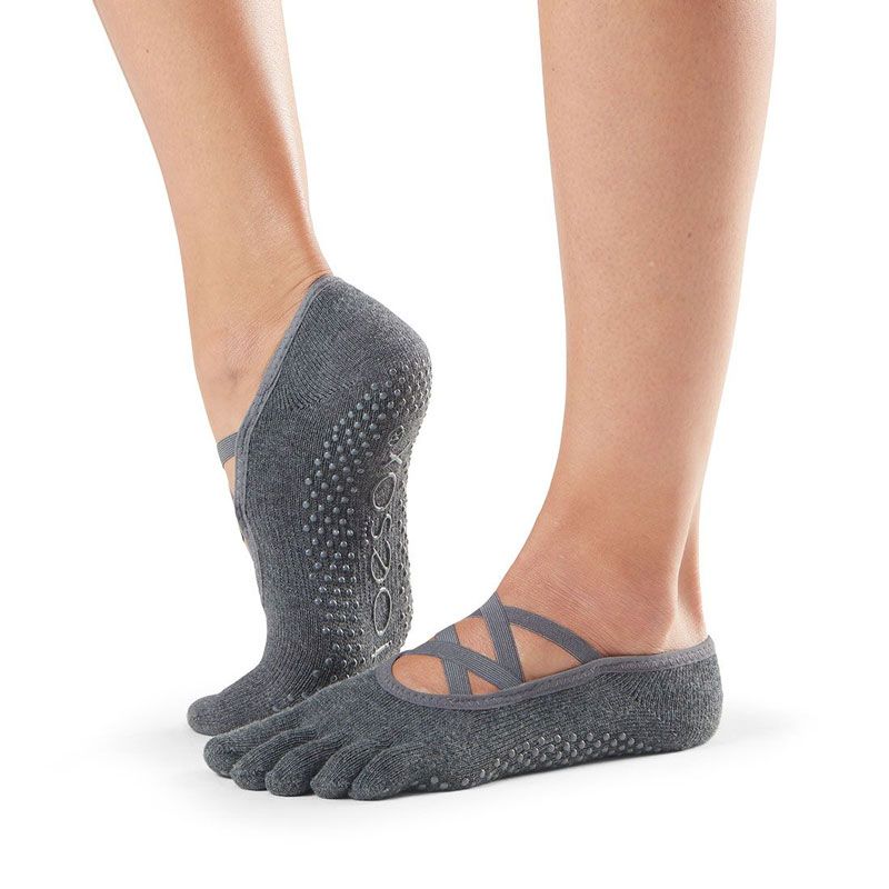 Toesox® Full Toe Elle Charcoal Grey | Chaussette de Pilates