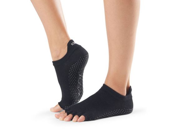 Chaussettes antidérapantes Pilates Toesox® Half Toe Lowrise noir | Chaussettes toesox Chaussettes antidérapantes Pilates Toesox® Half Toe Lowrise noir | Chaussettes toesox