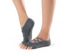 Chaussettes Pilates Toesox® Half Toe Elle Charcoal Grey | Chaussettes antidérapantes Pilates