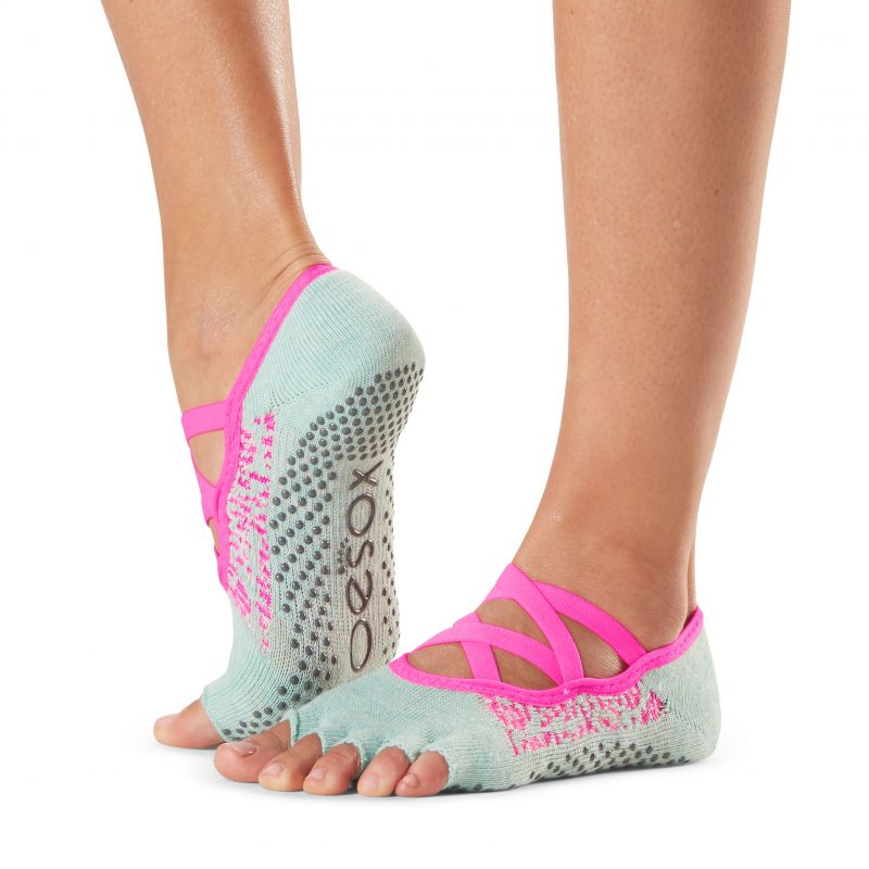 Chaussettes antidérapantes Toesox® Half Toe Elle Playa | Chaussettes de Pilates 