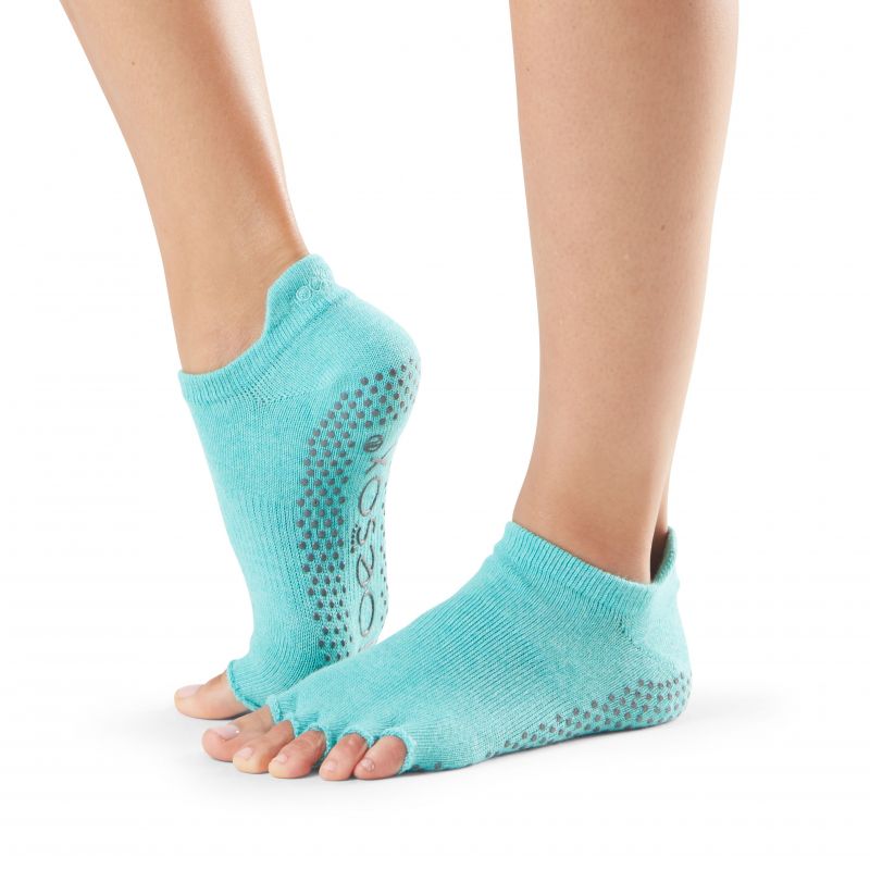 Chaussettes antidérapantes Toesox® Half Toe Lowrise Aqua | Chaussettes Pilates 