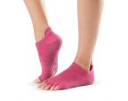 Chaussettes antidérapantes Toesox® Half Toe Lowrise Raspberry | Chaussettes antidérapantes