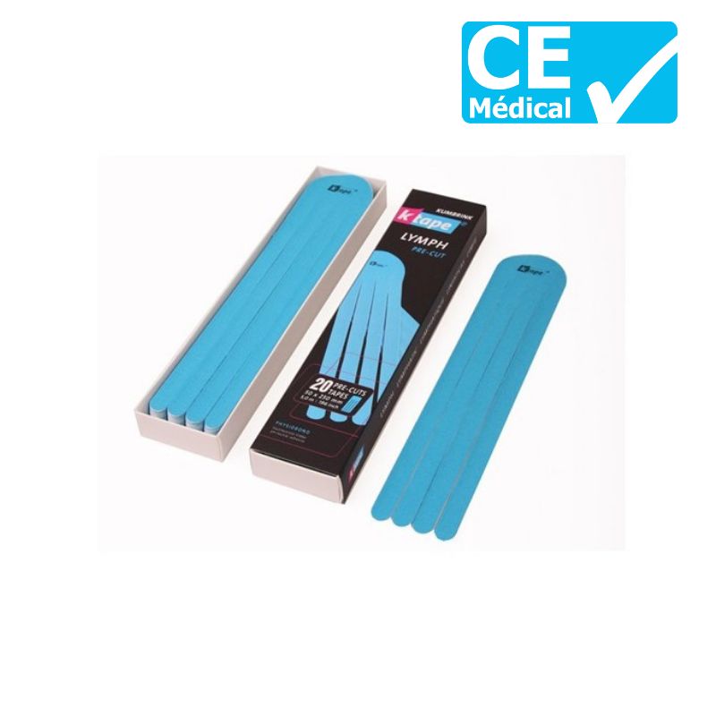 Bande taping pré-coupée K-Tape® Lymph bleu clair Bande taping pré-coupée K-Tape® Lymph bleu clair