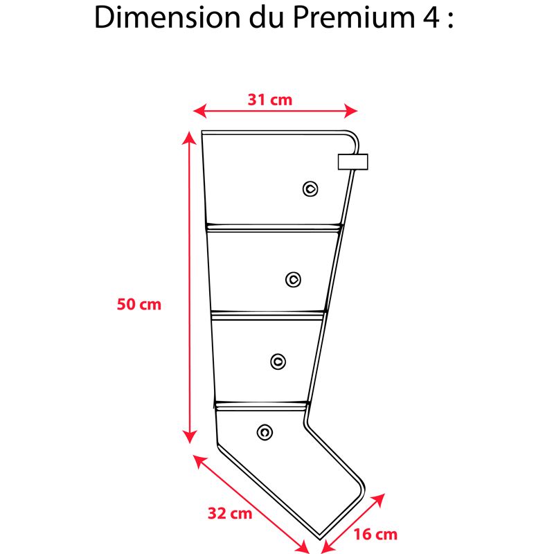 Dimension botte avec tubulure pour PREMIUM 4 Winelec®