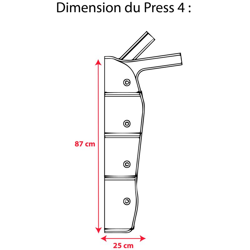 Dimension manchon avec tubulure pour PRESS 4 Winelec®