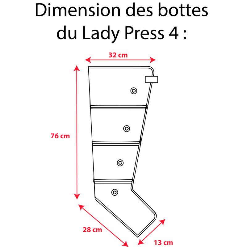Dimension de l'appareil pressothérapie LADY PRESS 4 Winelec® + 2 bottes Dimension de l'appareil pressothérapie LADY PRESS 4 Winelec® + 2 bottes