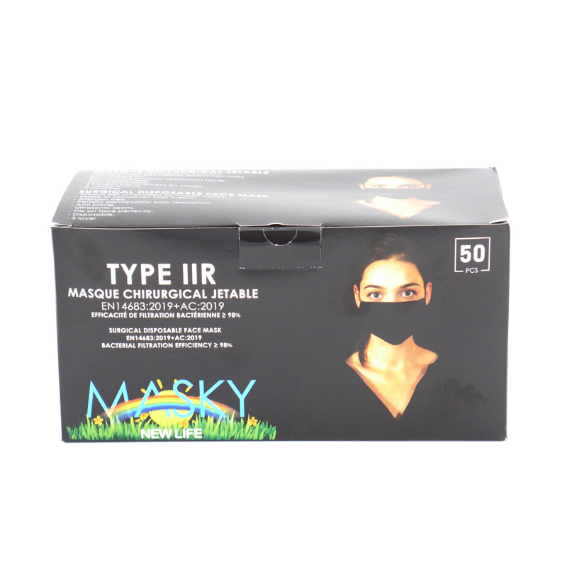 Boite de 50 masques noirs type IIR Boite de 50 masques noirs type IIR