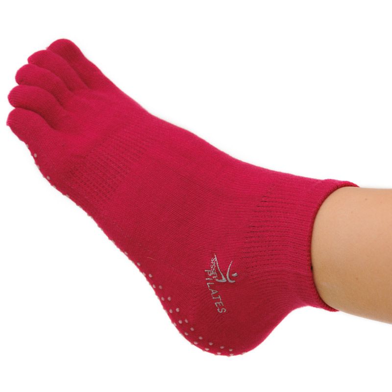 Chaussettes Pilates, Fushia en fibre de bamboo vu du dessus