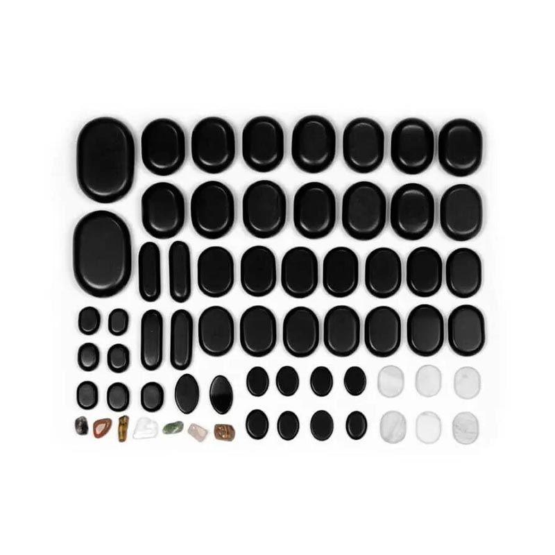 Kit de massage 64 pierres chaudes avec les détails de chaque pierre + coffret Kit de massage 64 pierres chaudes avec les détails de chaque pierre + coffret