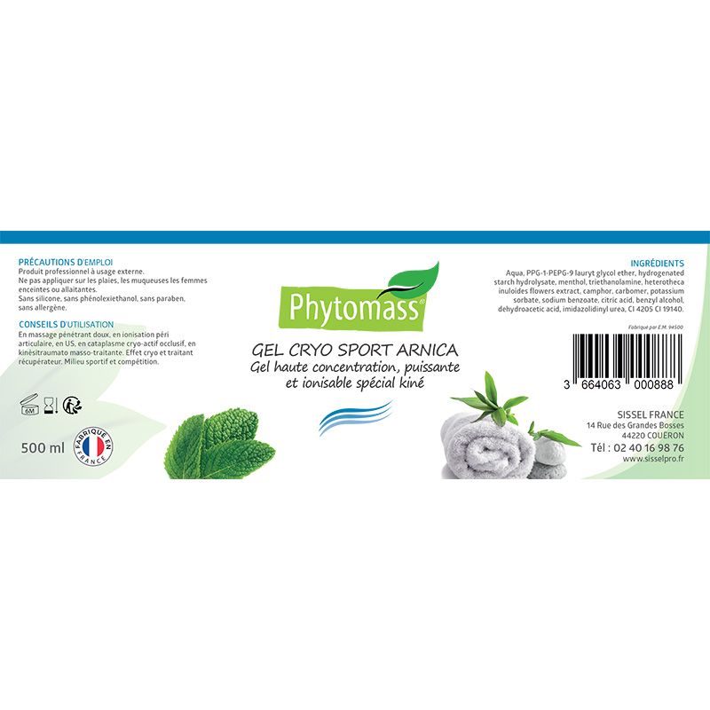 Étiquette gel cryo sport Phytomass® Arnica