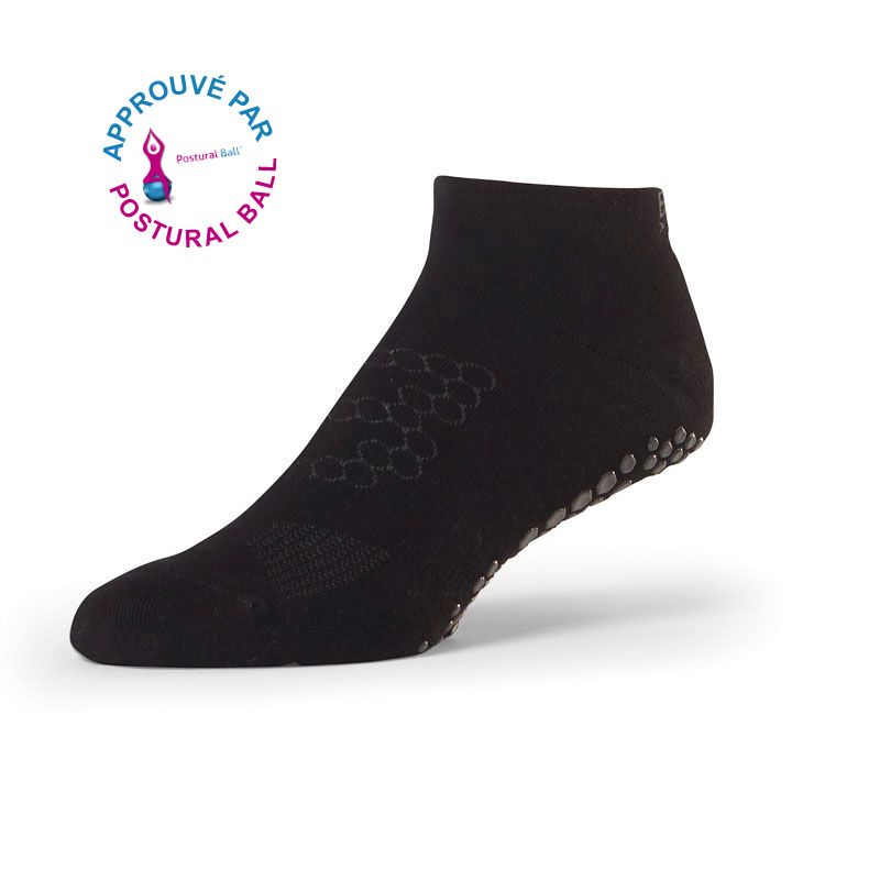 Chaussettes antidérapantes BASE 33™ Lowrise homme Ebony Postural Ball®