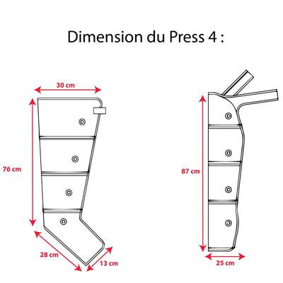 dimension des bottes et du manchon press 4 